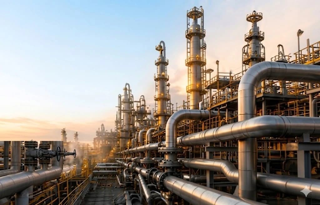 Industrial refinery pipework