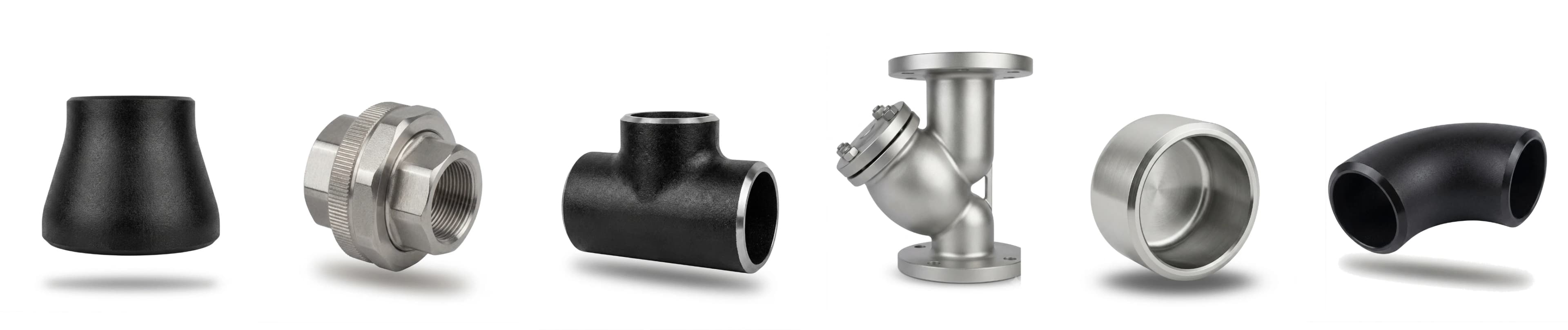 Pipe fittings — reducers, unions, tees, strainers, caps, and elbows