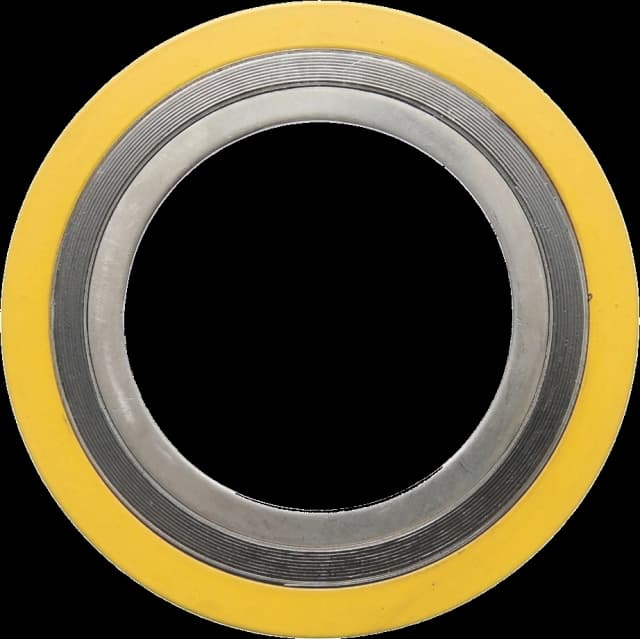 Spiral wound gasket with yellow inner and outer rings