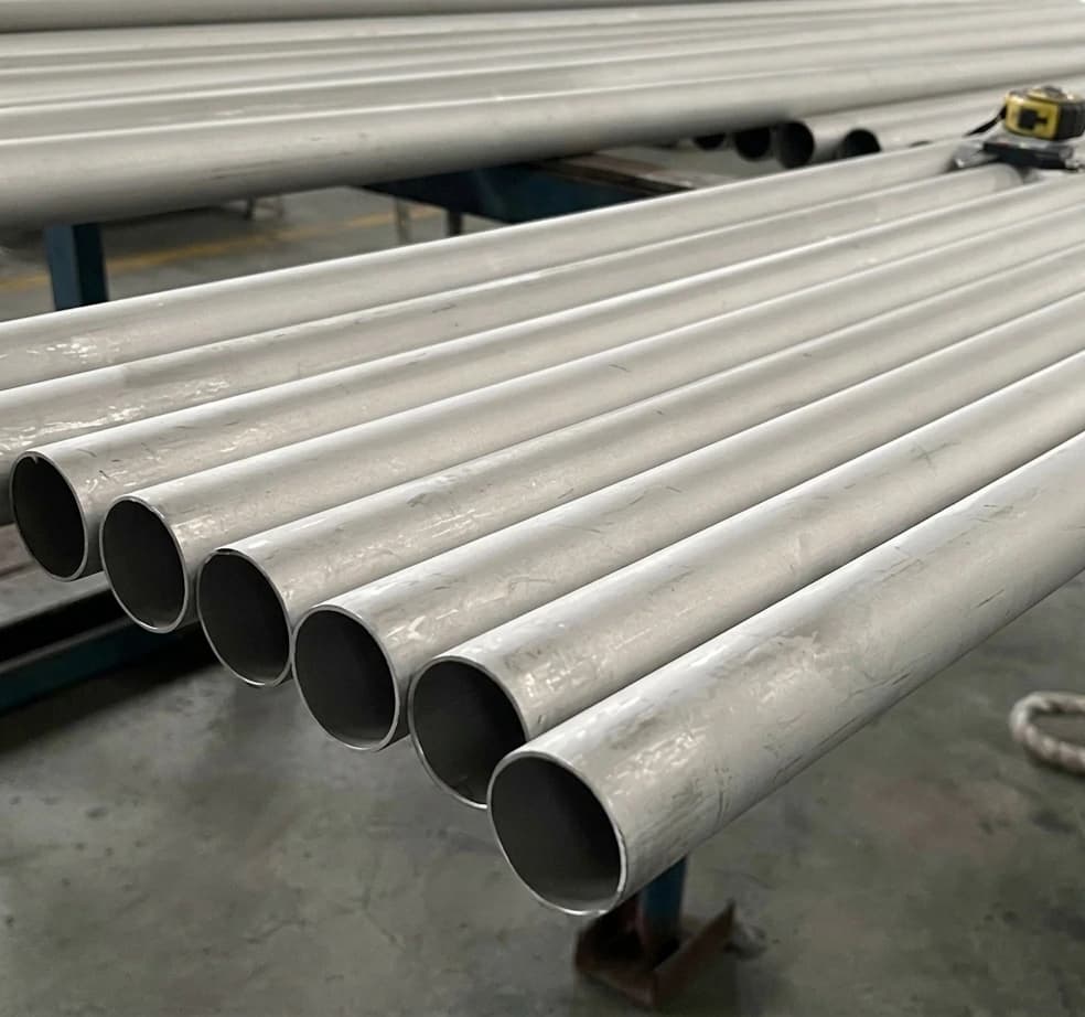 Polished stainless steel pipes