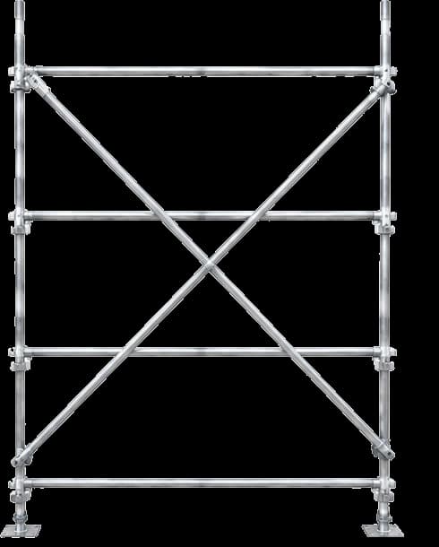 Diagonal scaffold bracing frame
