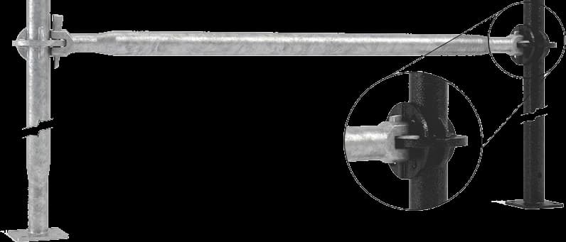Horizontal scaffold ledger tube with connectors