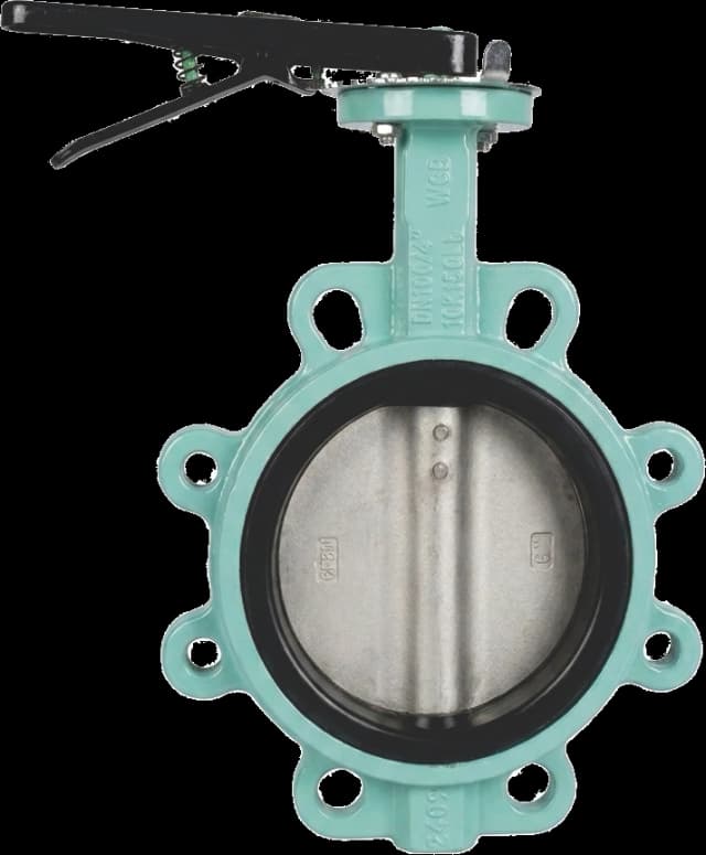 Wafer-type butterfly valve with lever handle